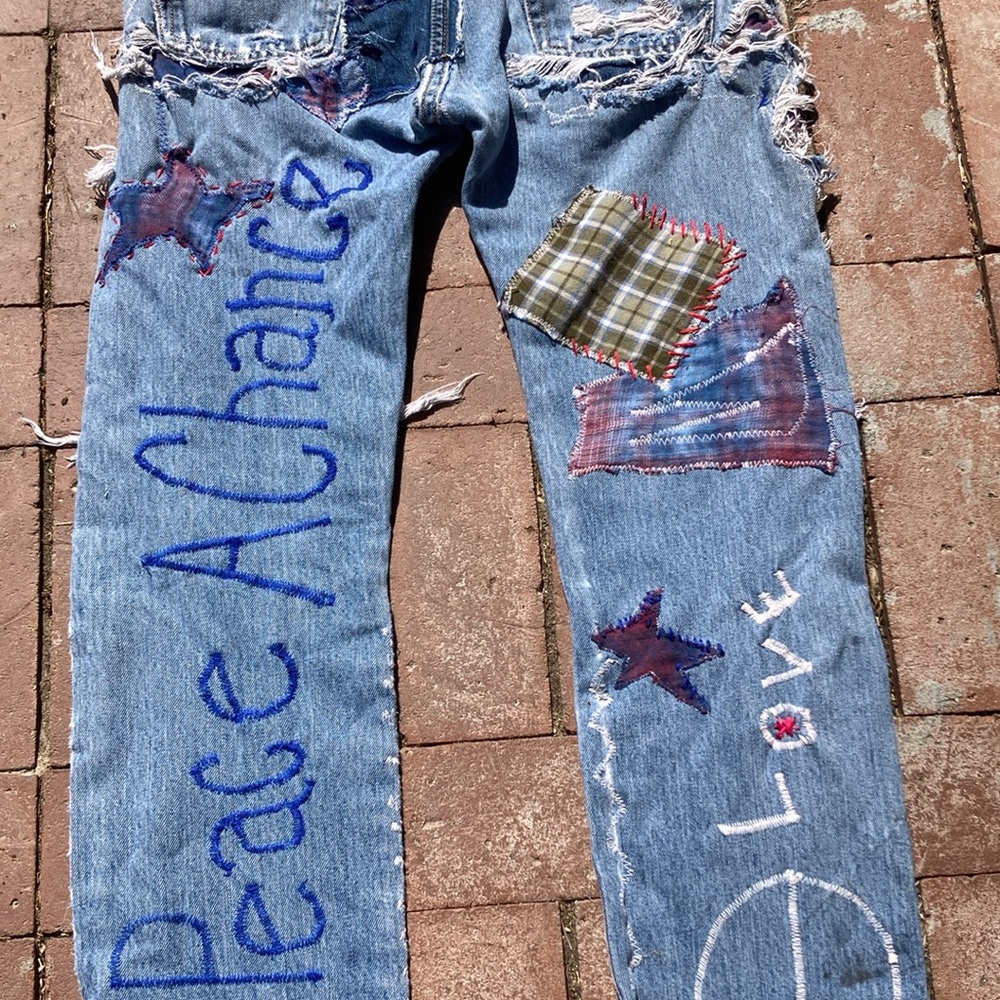 501 Jeans Upcycled Patched Thrashed 29 x 34 - Picture 11 of 14
